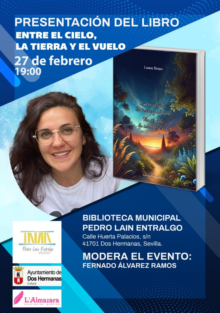 Presentación del poemario de Luana Bruno el 27 de febrero a las 19 horas en la Biblioteca Pedro Laín Entralgo